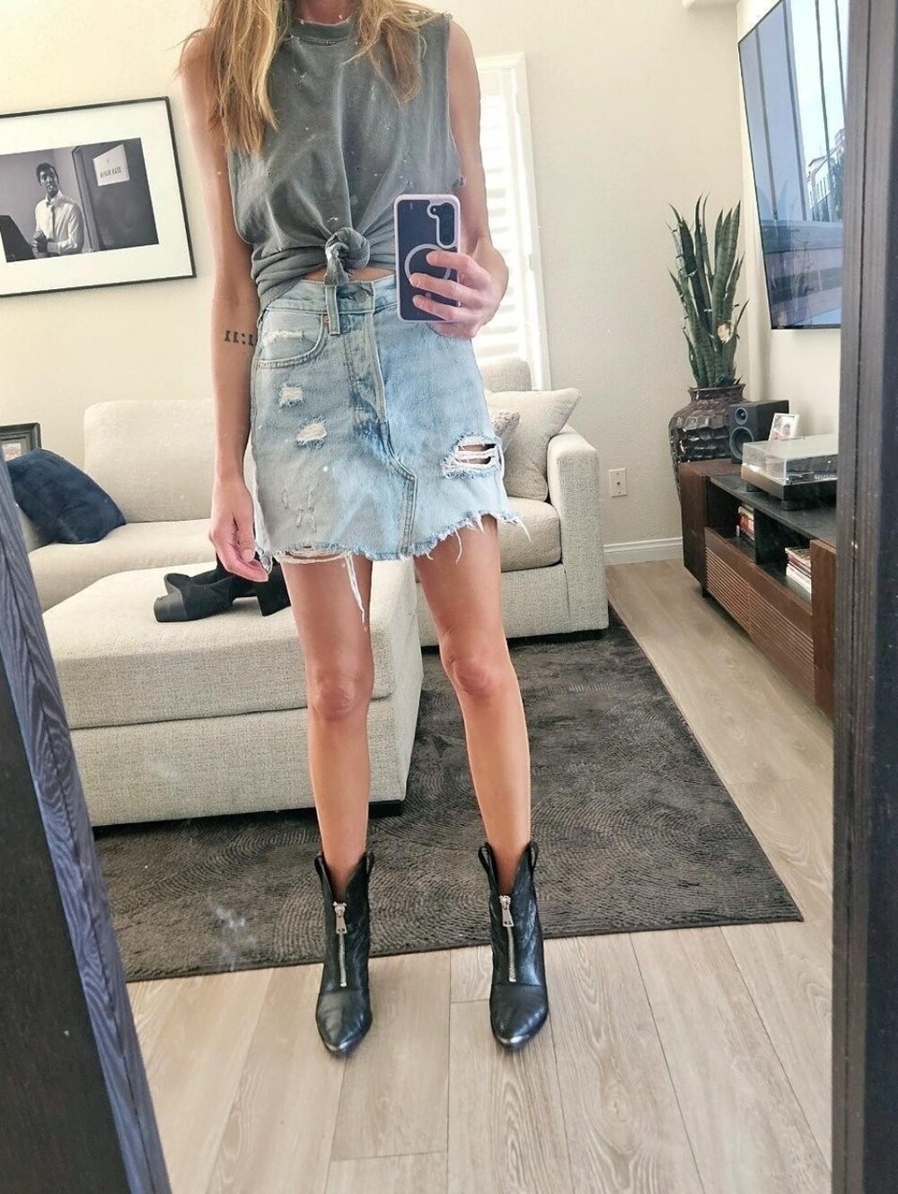 Levi's Distressed Blue Jean Skirt, Size 24
